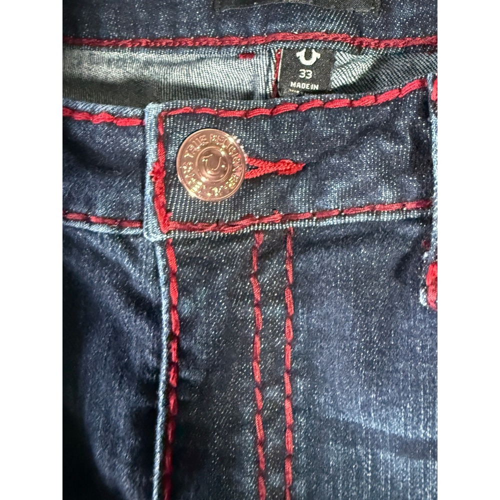 True Religion Jennie Curvy Mid Rise Super Skinny Jeans Dark Wash Red Stitch 33 - Picture 4 of 9
